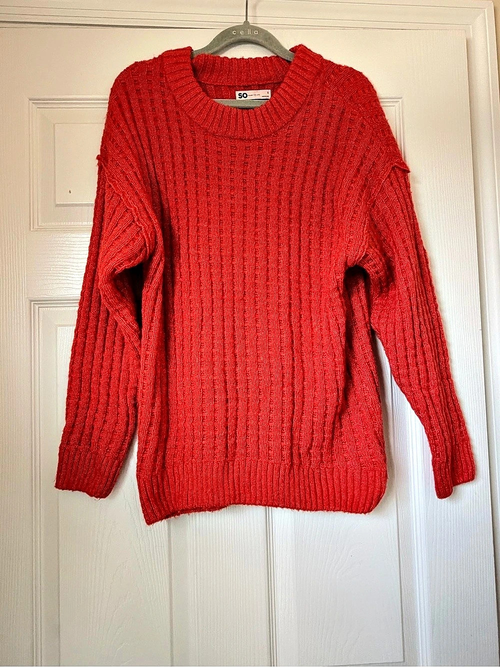 SO Ribbed Knit Sweater in Orange Small Like New